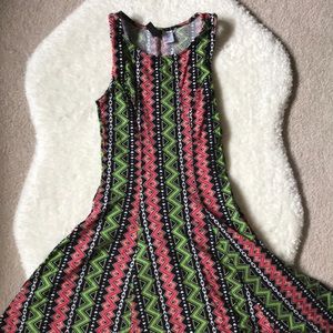 NWOT H&M Tight Green and Pink Geometric Bodycon Dress